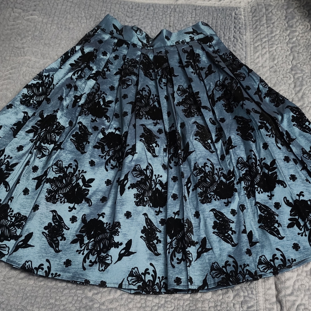 Voodoo Vixen blue taffeta with velvet swing skirt M